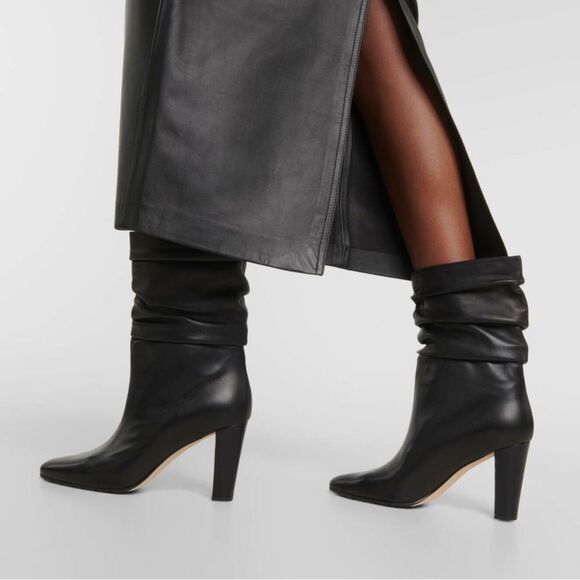 Manolo Blahnik Calasso 90MM Ruched Leather Boots size 38.5 - Picture 2 of 16